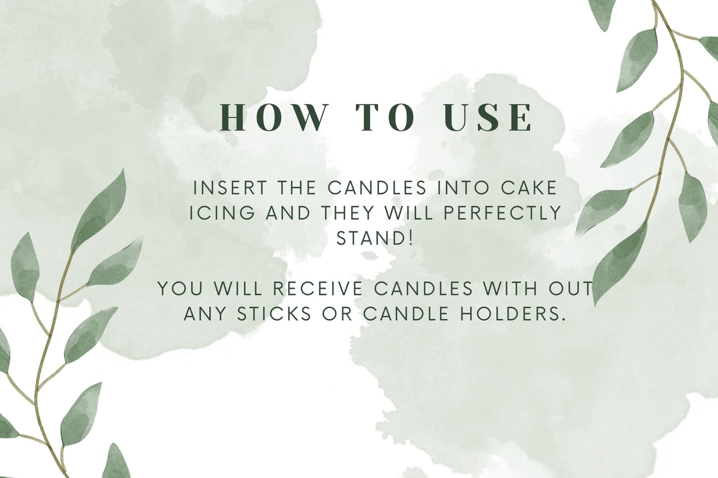 Text instructions on how to use candles with a green leafy background