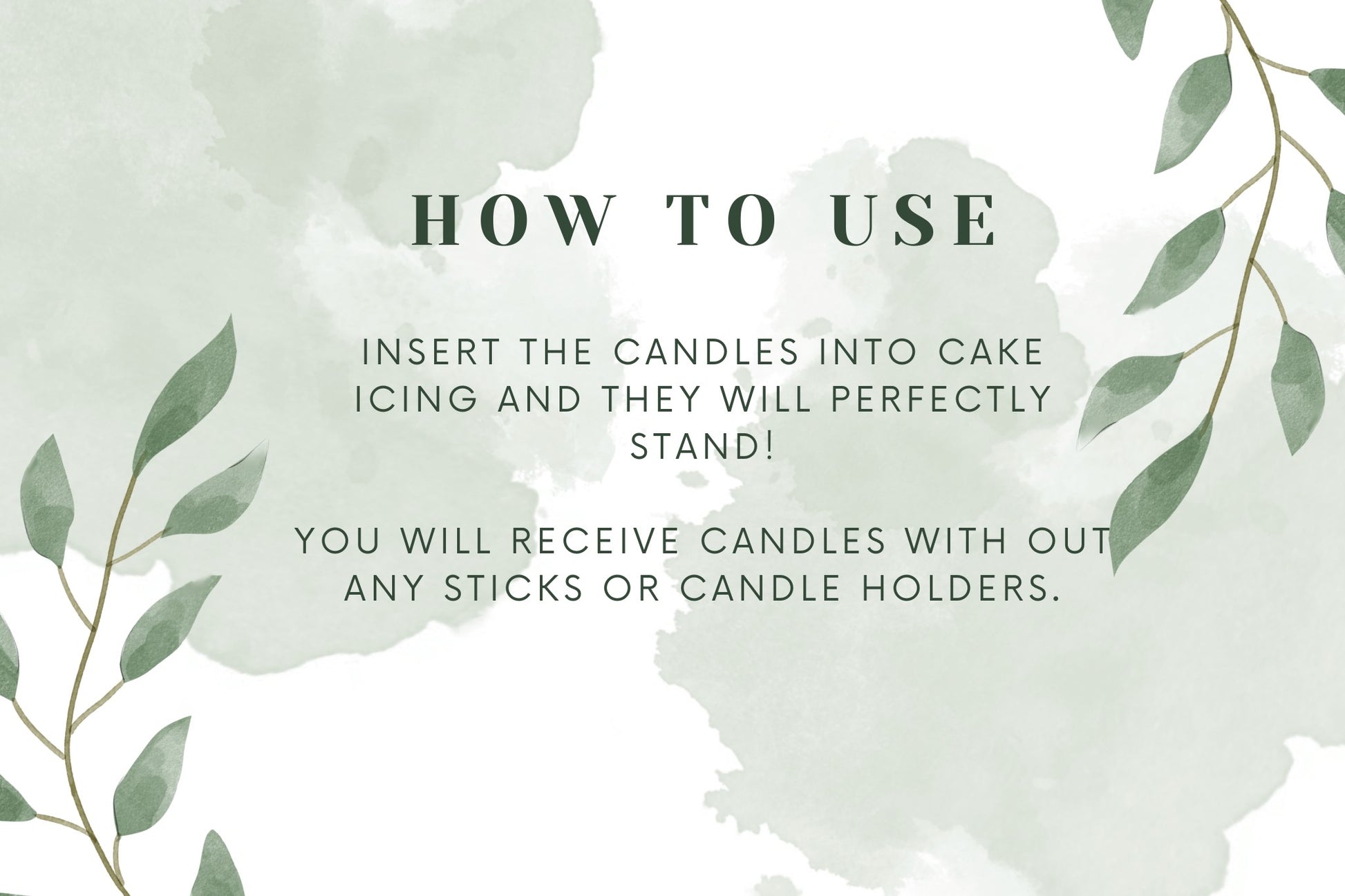 Text instructions on how to use candles with a green leafy background